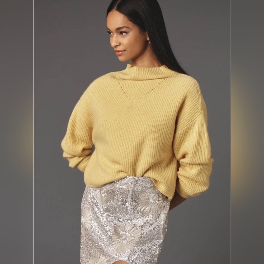 Anthropologie The Enza 100% Cashmere Ribbed Sweater Cropped Size XL